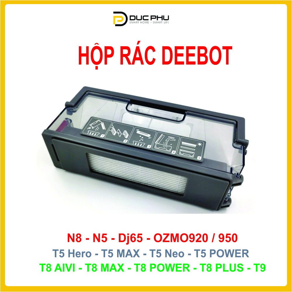 Hộp bụi, hộp rác Robot hút bụi Ecovacs Deebot T5/T8/T9/N8/N5/DJ65/Ozmo 920/950