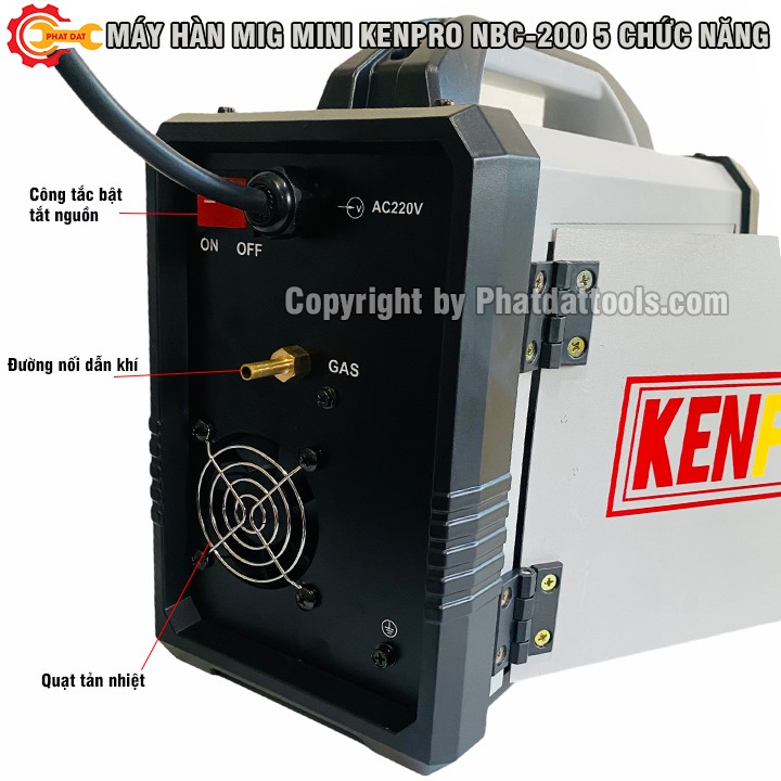 Máy Hàn Mig Mini KENPRO NBC-200 5 Chức Năng-Tặng Kèm Cuộn Dây Hàn 1kg Lõi Thuốc-Bảo Hành Chính Hãng 12 Tháng