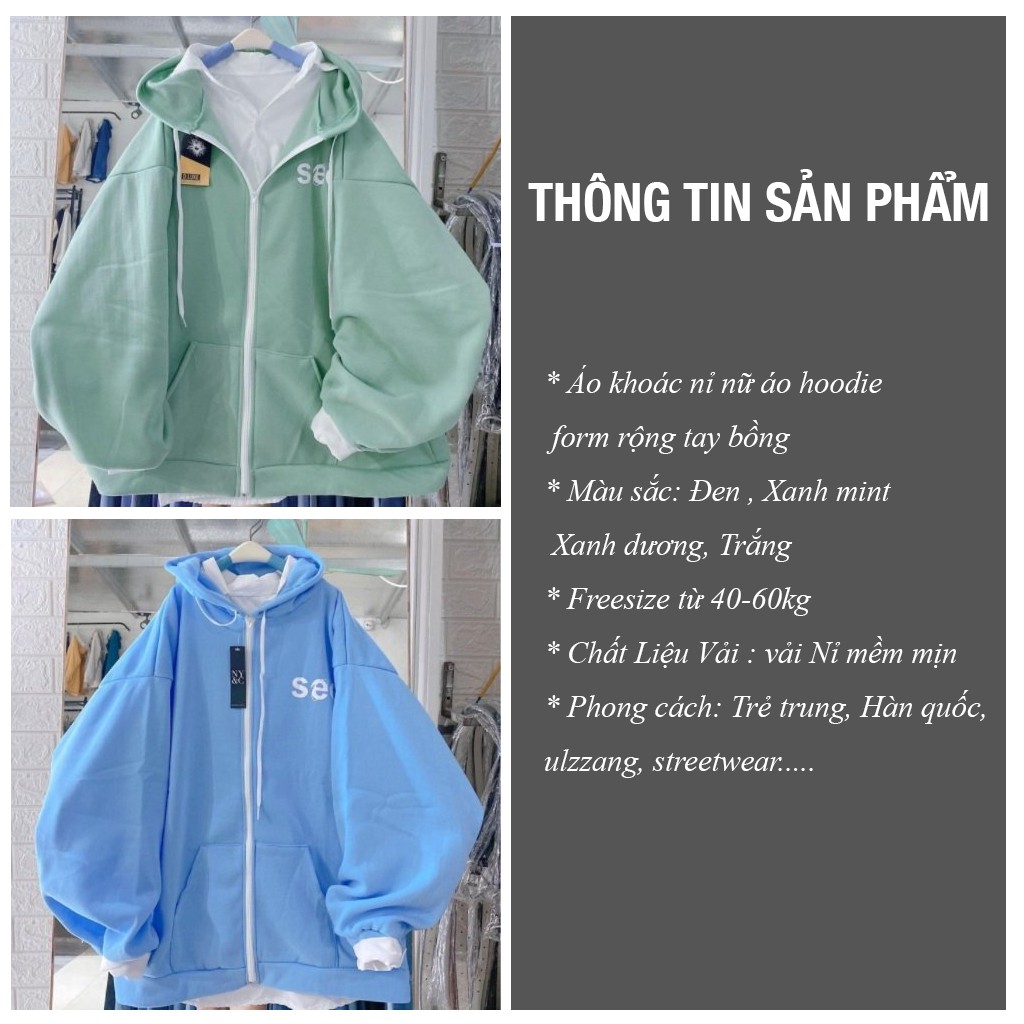 Áo Khoác Nỉ Nữ VIETSTAR áo hoodie nỉ tay bồng Ulzzang Hàn Quốc SEE | WebRaoVat - webraovat.net.vn