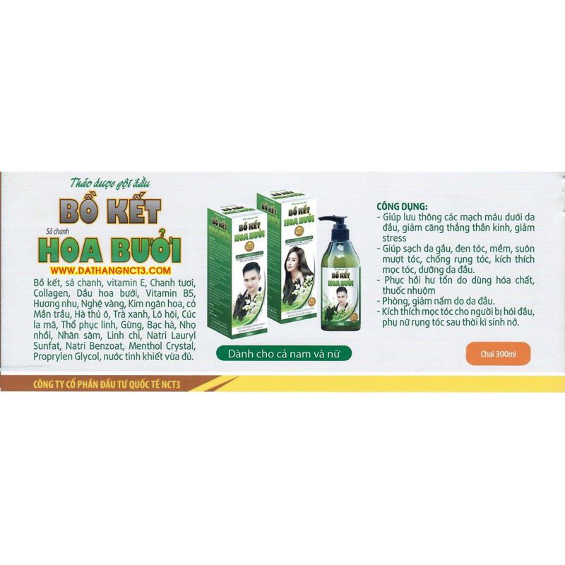 (freeship) Dầu Gội Thảo Dược Bồ Kết Hoa Bưởi NCT3 - Chính Hãng Công Ty NCT3 | BigBuy360 - bigbuy360.vn