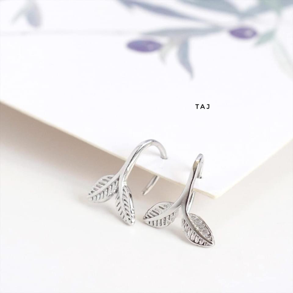Khuyên tai nữ bạc thật hình lá xinh xắn chuẩn bạc ta - Kho sỉ bạc Nhất Linh