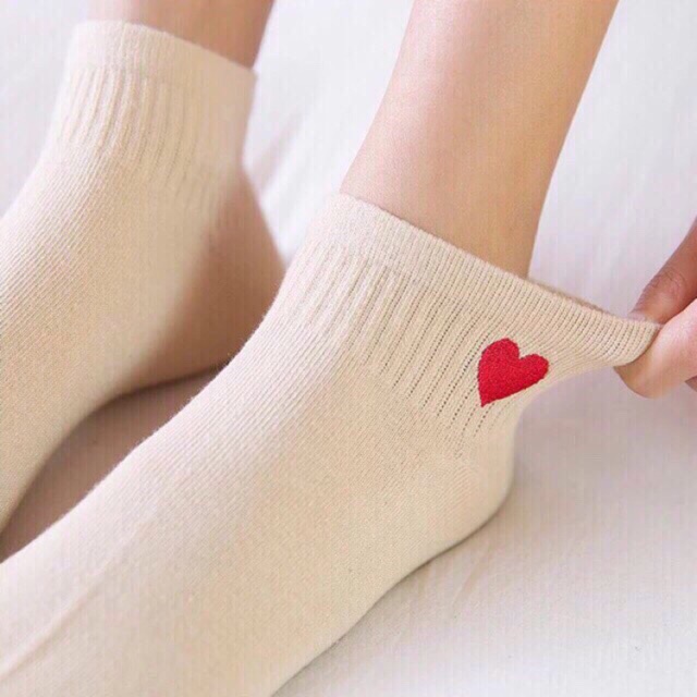 Tất cổ ngắn trái tim dễ thương