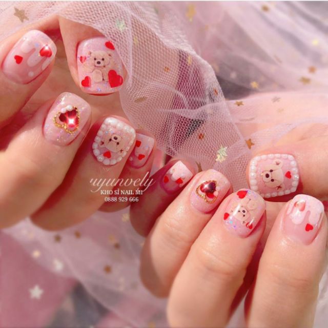 Miếng dán móng tay 3D nail sticker chủ đề cô nàng hiện đại và tình yêu mơ mộng (lẻ 1 tấm)