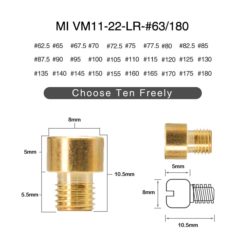 Set 10 Vòi Phun Nước Cho Bộ Chế Hòa Khí Mikuni Vm 11-22 Moto Racing 62.5- 180