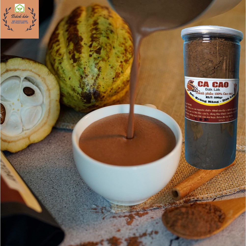 Bột cacao nguyên chất hữu cơ thơm ngon đậm đà từ Đắk Lắk 500gr