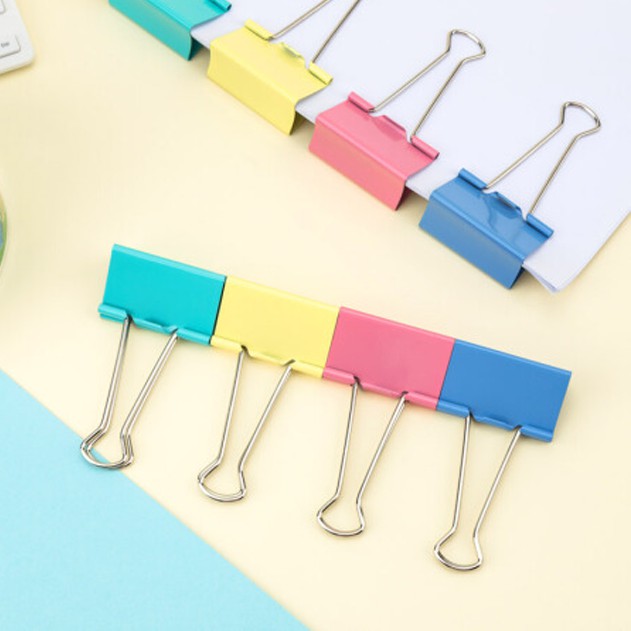 Kẹp Bướm 41mm (24 chiếc/hộp) kẹp tài liệu GuangBo, kim loại mạ sơn, Hồng, Xanh dương, Xanh lá, Vàng JTC009