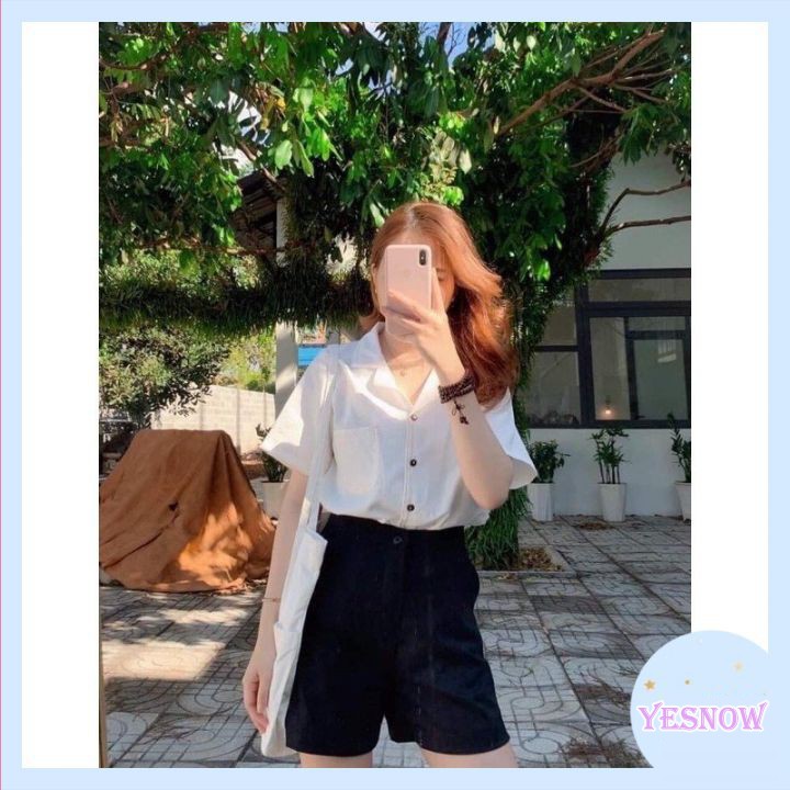 Áo sơ mi trắng đi học đi làm dài tay vải mịn mát mịn Yesnow | BigBuy360 - bigbuy360.vn