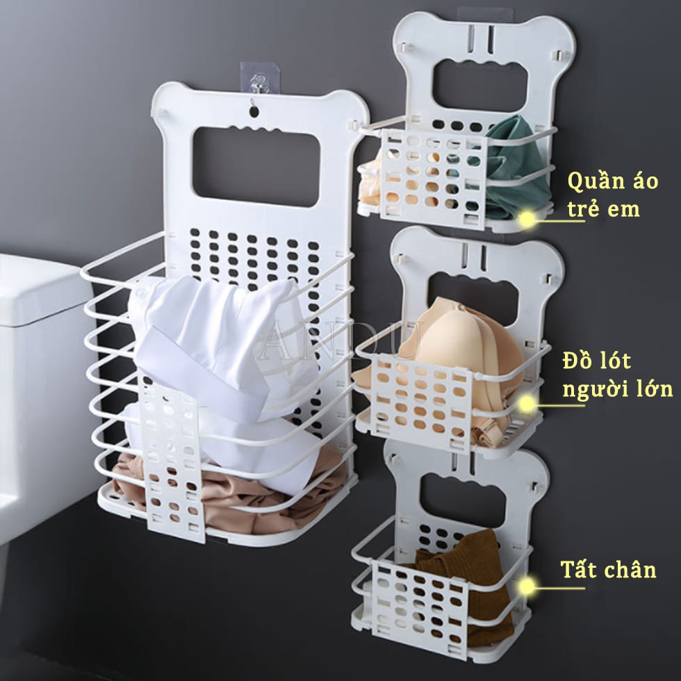 Giỏ Đựng Quần Áo Treo Tường, Giỏ Nhựa Đựng Đồ Sinh Hoạt Có Thể Gấp Gọn Thông Minh
