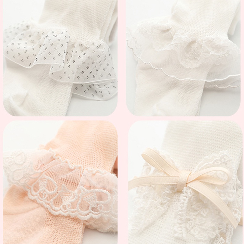 Quần Tất Lưới Cotton Mềm Mại Đính Nơ Cho Bé Gái