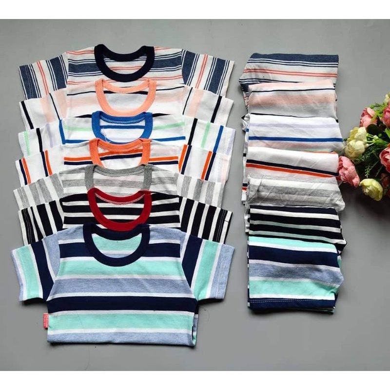 Bộ quần áo kẻ cotton cộc tay cho bé/nhiều mẫu