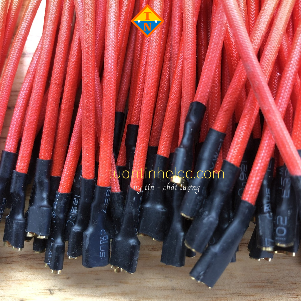 10 Dây nguồn 2 đầu bấm cos 4mm và giắc gài 4.8mm dài 10cm