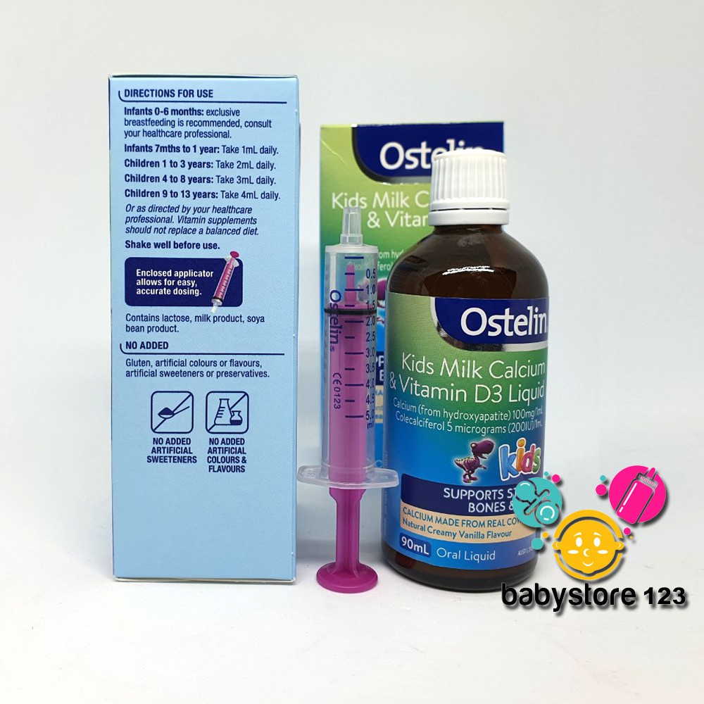 Canxi + vitamin D: Ostelin Kid milk Calcium &amp;Vitamin D3 Liquid - Úc