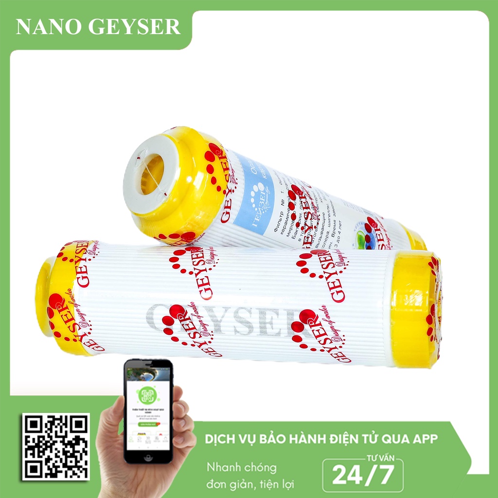 Bộ 2 lõi lọc nước 12 dùng cho các dòng máy NANO và UF, Lõi PP.2IN1.GAC, Cation Nano Geyser