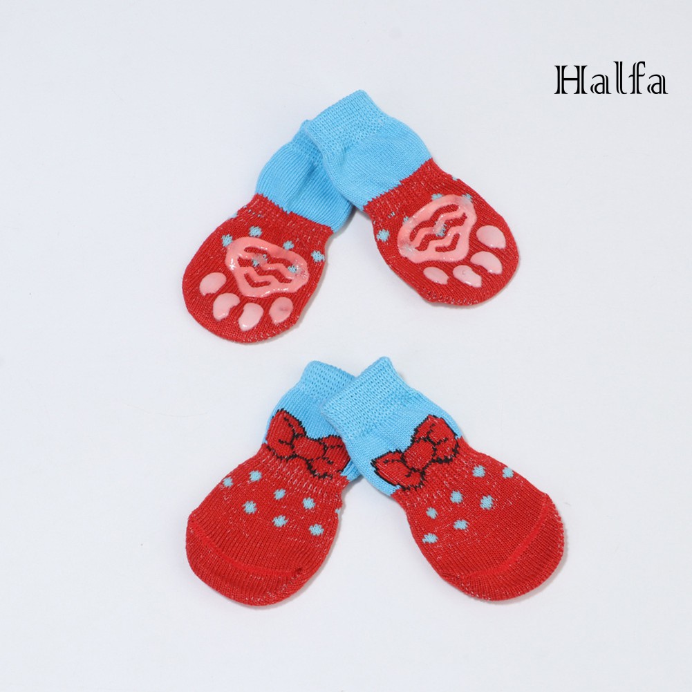 Set 4 Đôi Tất Cotton Chống Trượt Họa Tiết Giáng Sinh Cho Thú Cưng