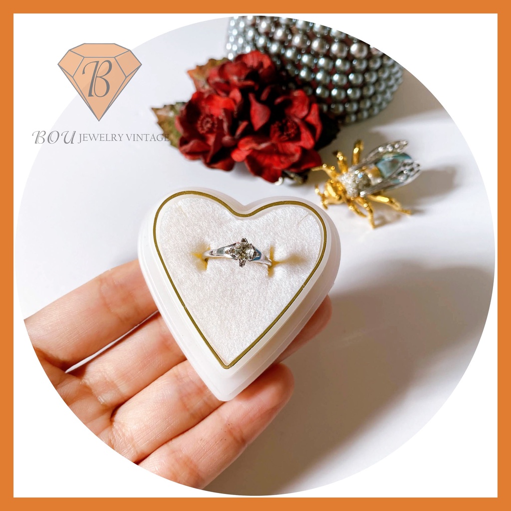 NHẪN ĐÍNH ĐÁ TRẮNG SECONDHAND TRANG SỨC SI NHẬT BẢN BOU JEWELRY VINTAGE MÃ N033