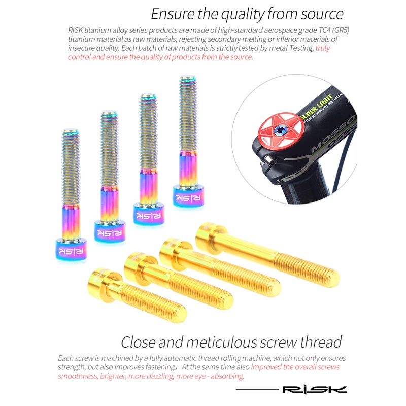 Bu Lông Lục Giác Bằng Titan M6 x 30 35 40 50mm Cho Xe Đạp Leo Núi