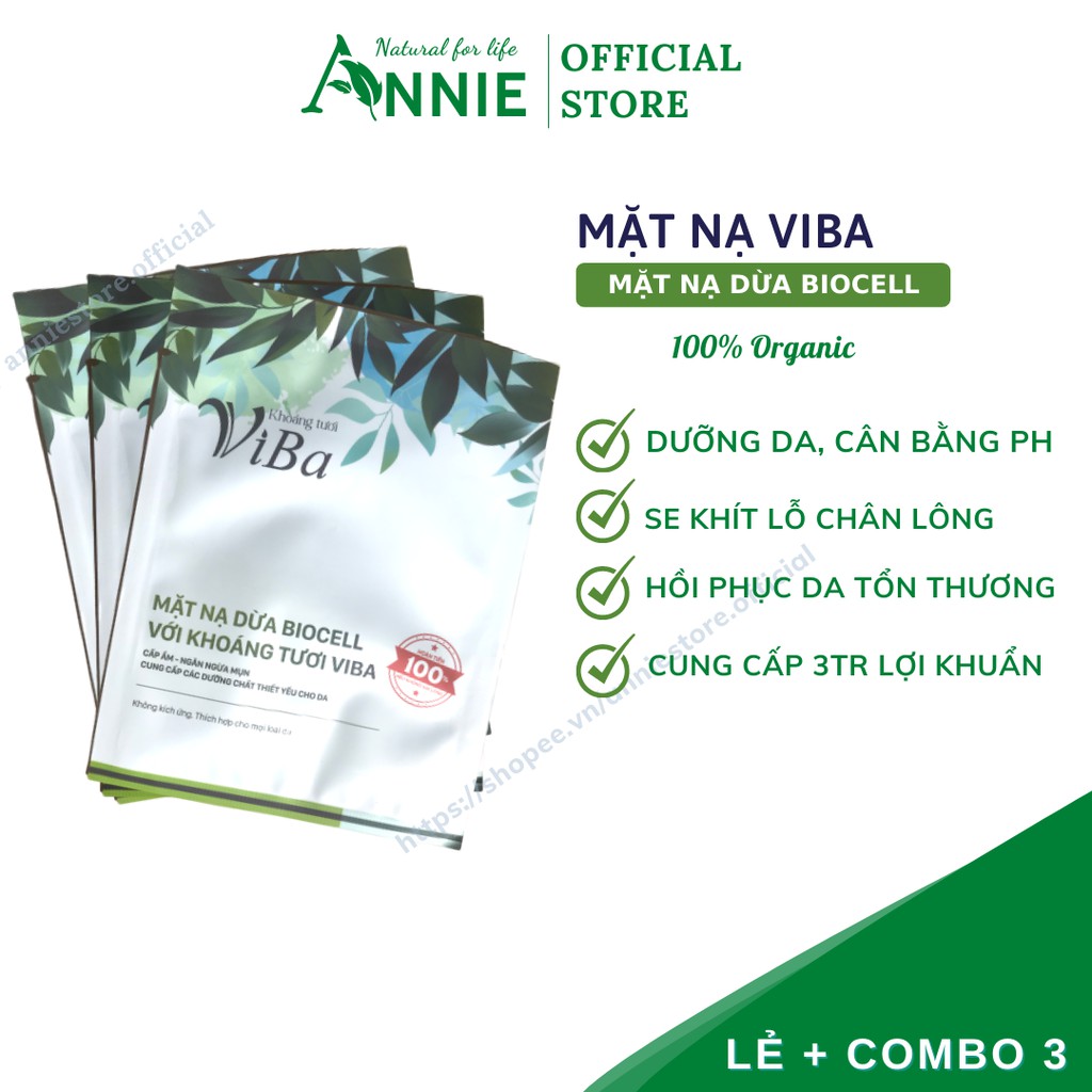 mặt nạ dừa biocell với khoáng tươi viba lên men tự nhiên cấp ẩm, ngừa mụn, dưỡng da mịn màng, trẻ hóa da