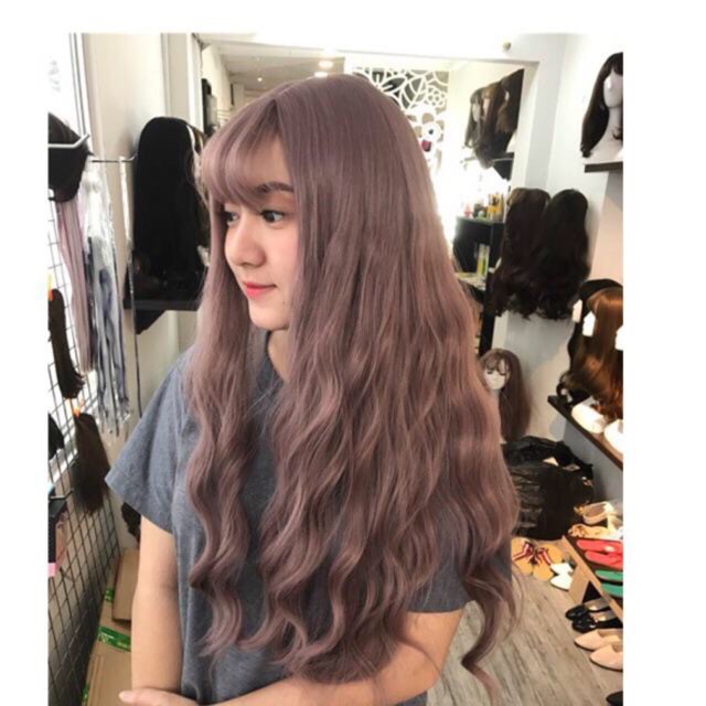 Tóc giả nữ cả đầu ❤️FREESHIP❤️ Tóc giả nguyên đầu xoăn trục omber xám - không thắt rit
