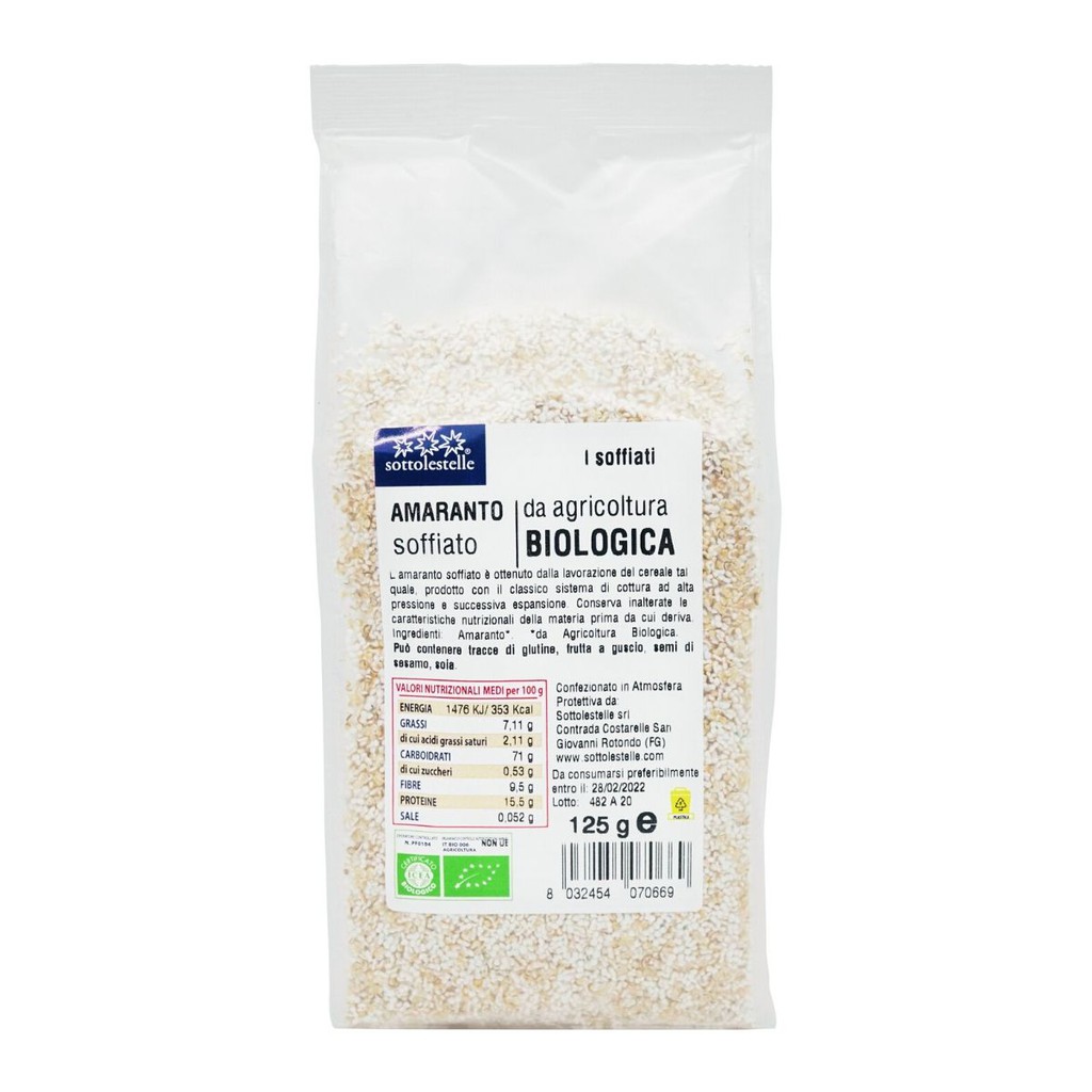 Bỏng hạt dền Amaranth hữu cơ 125g Sottolestelle Organic Puffed Amaranth