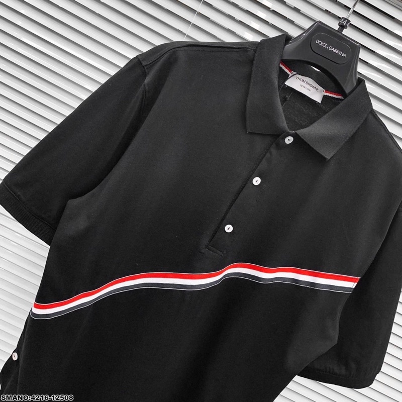 [FREE SHIP] Áo polo Thom Browne sọc đỏ [2022]⚜️Áo phông Thom Browne vạch kẻ sọc chéo ✅