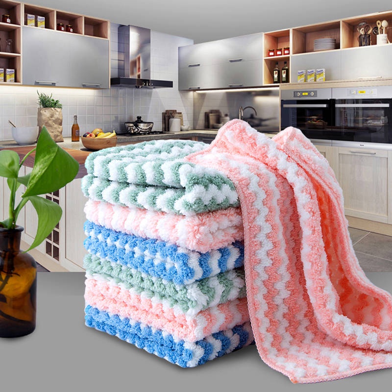 Khăn lau chén dĩa bằng sợi micro siêu thấm hút chống dầu mỡ tiện dụng cho nhà bếp/ gia đình