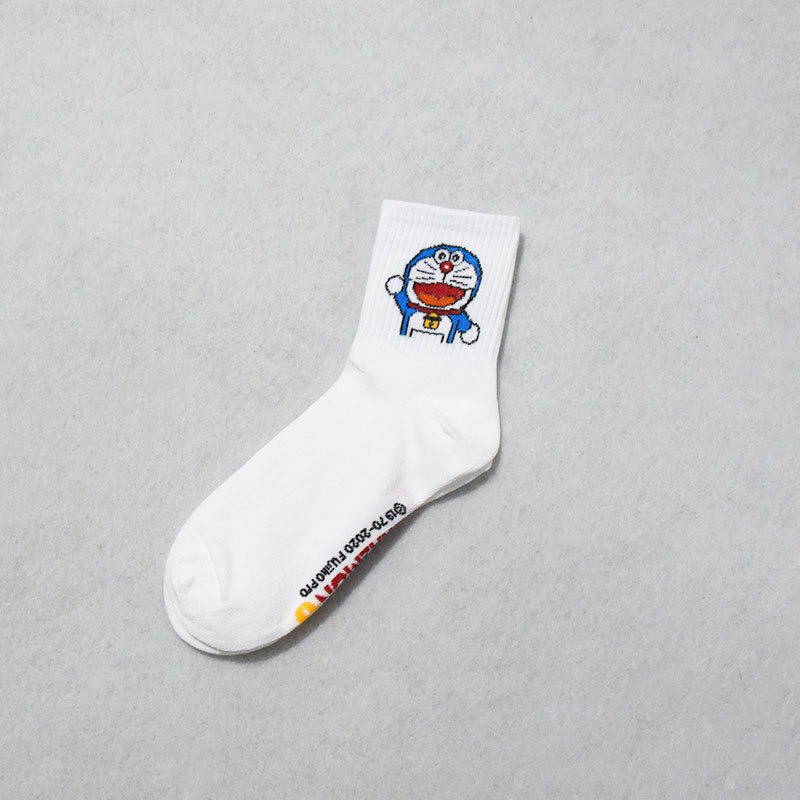 Tất cổ cao trắng nam nữ in hình Doraemon, vớ cổ cao nam nữ Doraemon
