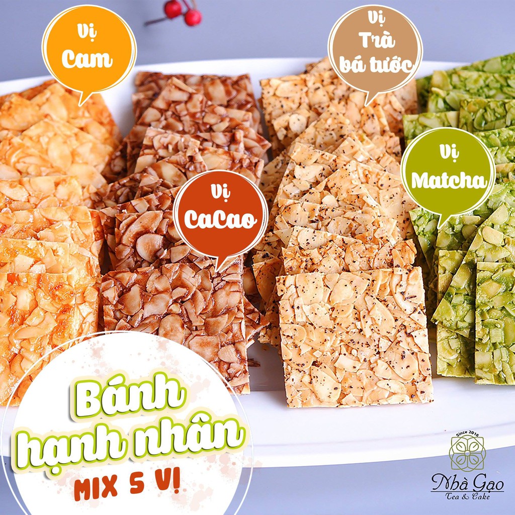 [Mã GROSALE giảm 10% đơn 150K] Bánh hạnh nhân Nhà Gạo mix 5 vị hộp 200gr