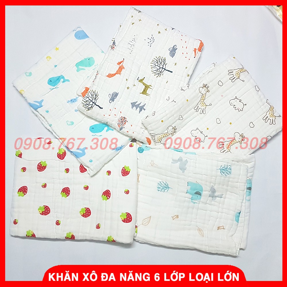 Khăn Xô Đa Năng 6 Lớp Dày Dặn, Mềm Mịn - Khăn Loại To 100x100cm (Nhiều Họa Tiết) - BTT00189