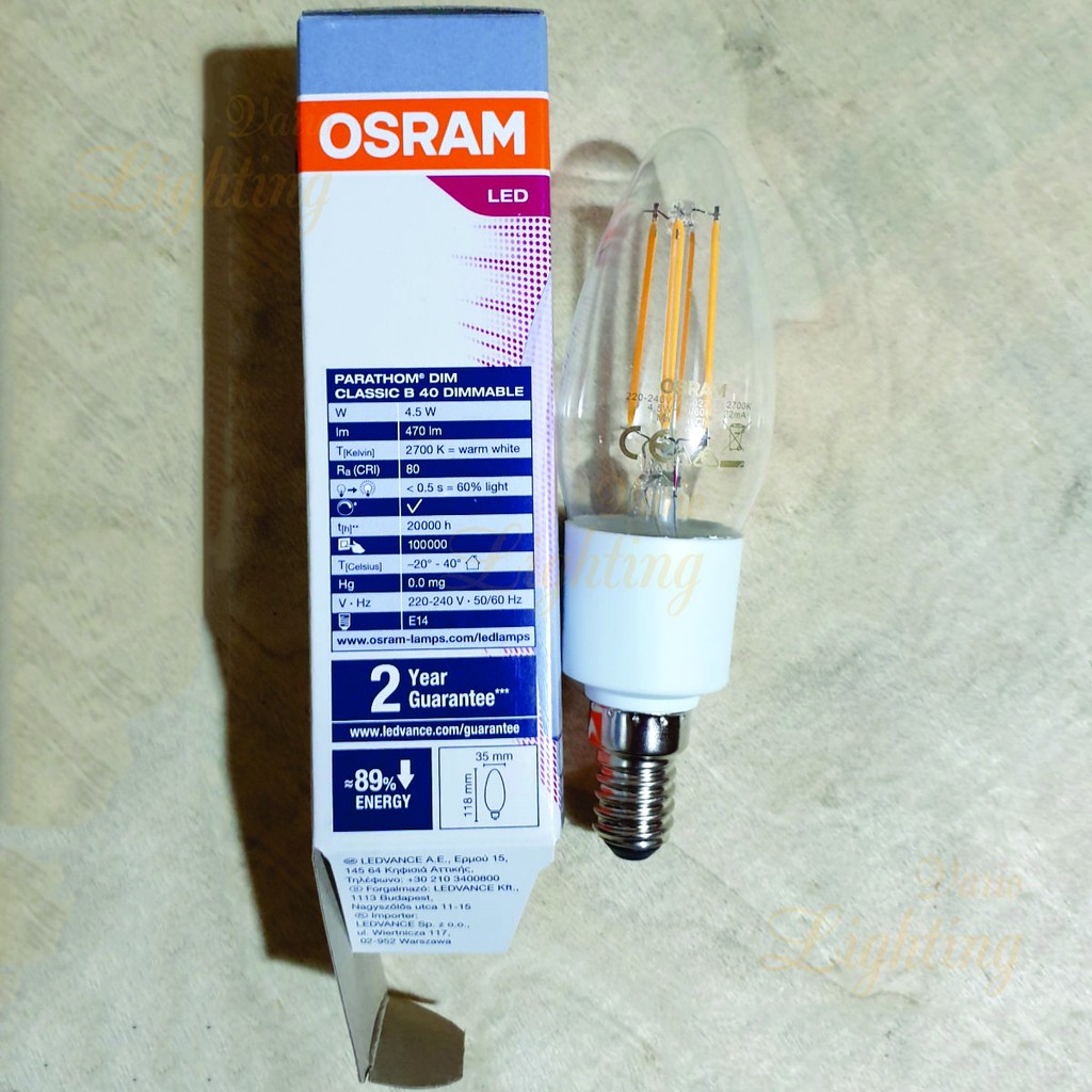 Bóng đèn LED nến Classic B40 4.5W E14 Dimmable OSRAM -  Thiết kế cổ điển cho đèn chùm