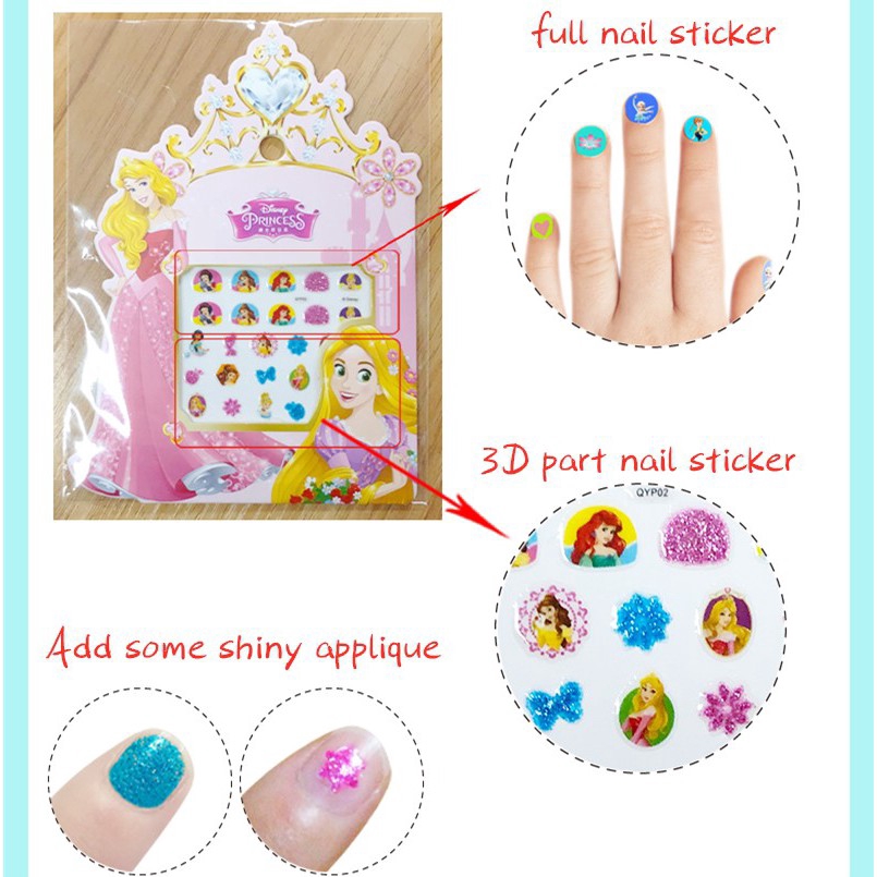 Miếng dán trang trí móng tay 2 trong 1 lấp lánh cho bé