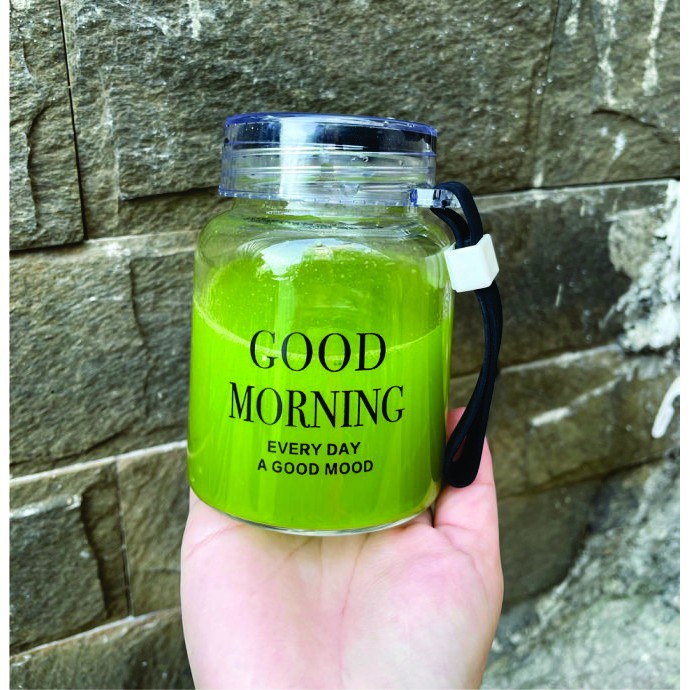 Binh Nước Thủy Tinh GOOD MORNING - 300ML - Tặng kèm túi