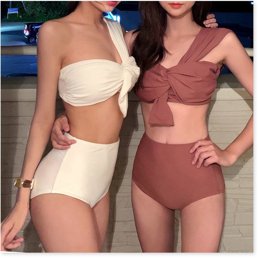 Bikini nữ đẹp, Áo tắm biển nữ sỉ kiểu mới hàn quốc vai xéo 1 bên xẻ eo cao được size ngực áo tắm nữ du xuân nóng bỏng