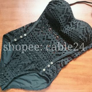 Bikini liền thân phối ren ( Có clip+ ảnh thật)