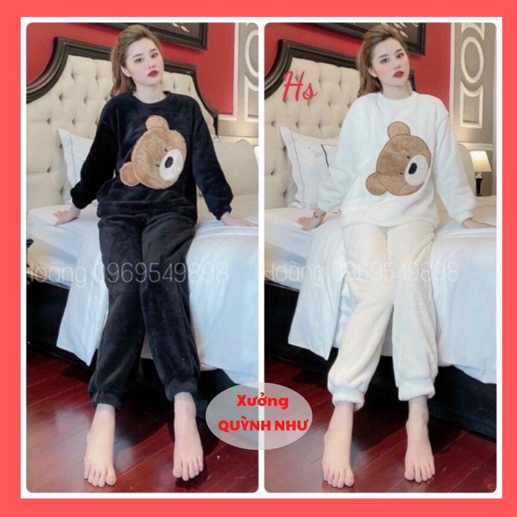 Bộ Quần Áo Ngủ Nữ Gấu Lông 2 Mặt Dễ Thương Mặc Mùa Đông Siêu Ấm Áp 2 Màu Mã 610 Xưởng Quỳnh Như | BigBuy360 - bigbuy360.vn