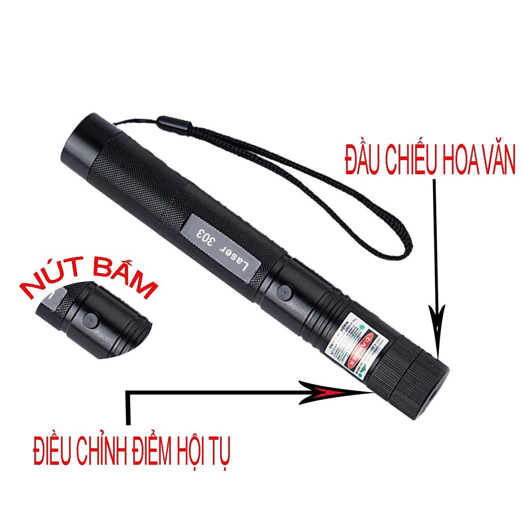 Đèn laser 303 ánh sáng xanh cực cao / Con trỏ laser di động / Gói đèn laser / Bộ sạc pin Li-ion / Chìa khóa an toàn