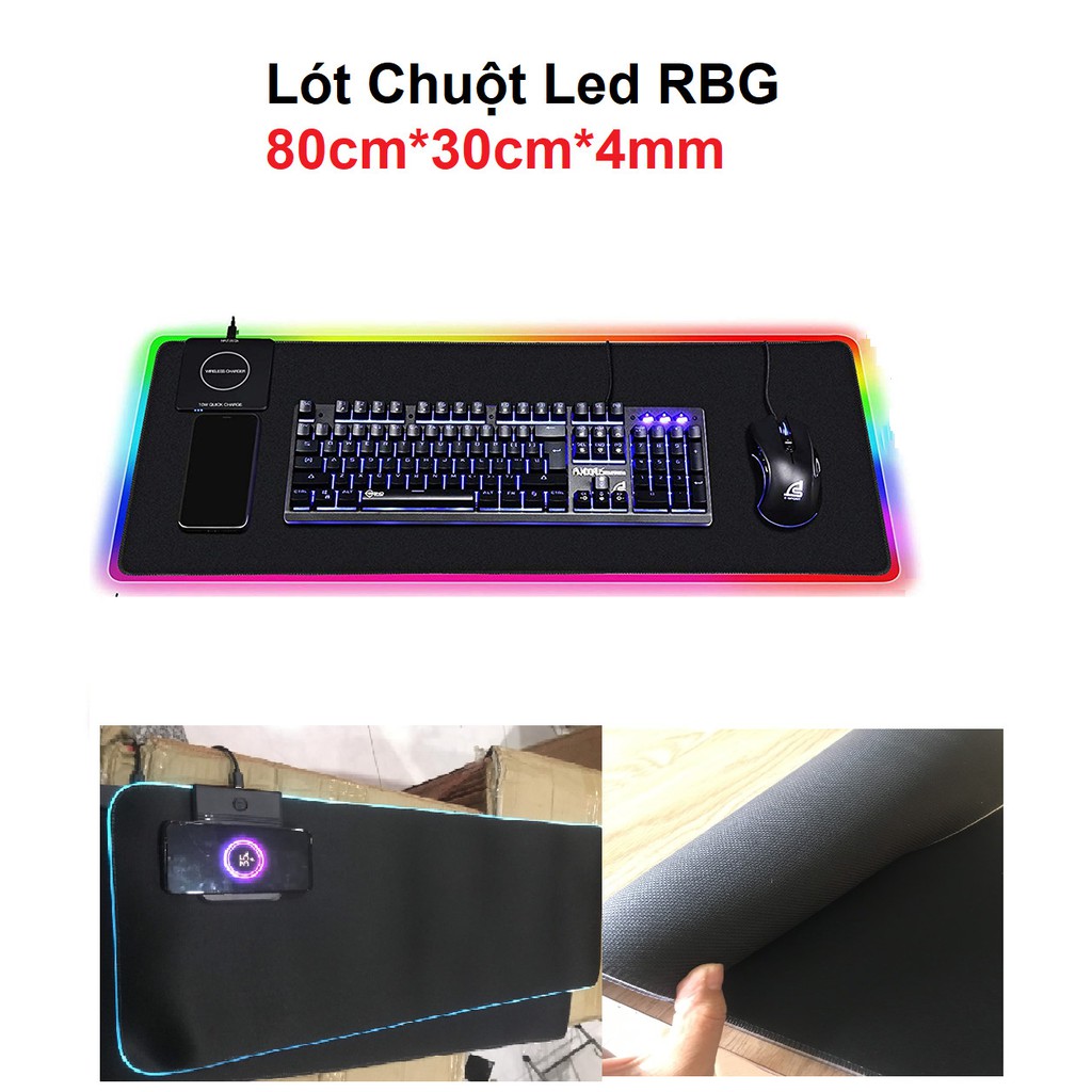 Lót chuột gaming LED RGB kiêm sạc điện thoại không dây NEW 100% đẹp xuất sắc