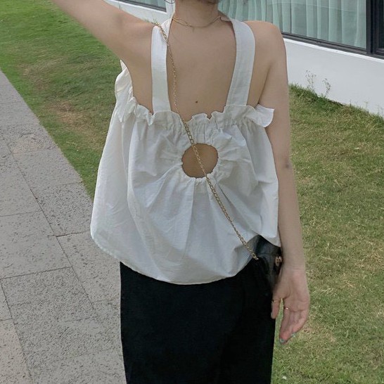Áo hở lưng tiểu thư, áo trễ vai phong cách Hàn Quốc