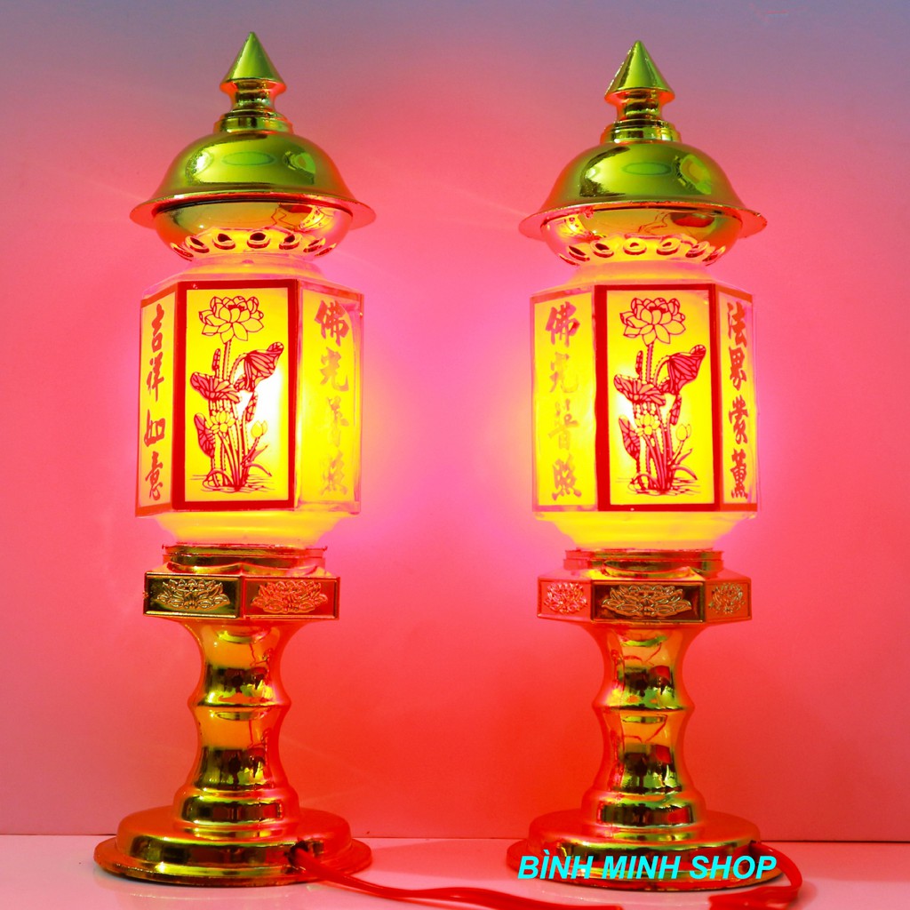 [ Bộ 2 ] đèn thờ thuỷ tinh - kiểu lục giác - đèn thờ thuỷ tinh - đèn thờ đẹp - đèn thờ giá rẻ