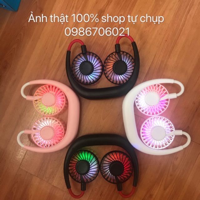 QUẠT ĐÔI ĐEO CỔ CÓ LED💝HÀNG LOẠI 1💝ĐEO CỔ,ĐỂ BÀN ĐA NĂNG...