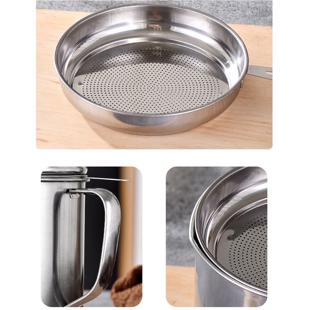 YIYU 1 nồi lọc dầu bằng thép không gỉ 1.3L/1.8L có tay cầm và nắp đậy tiện dụng