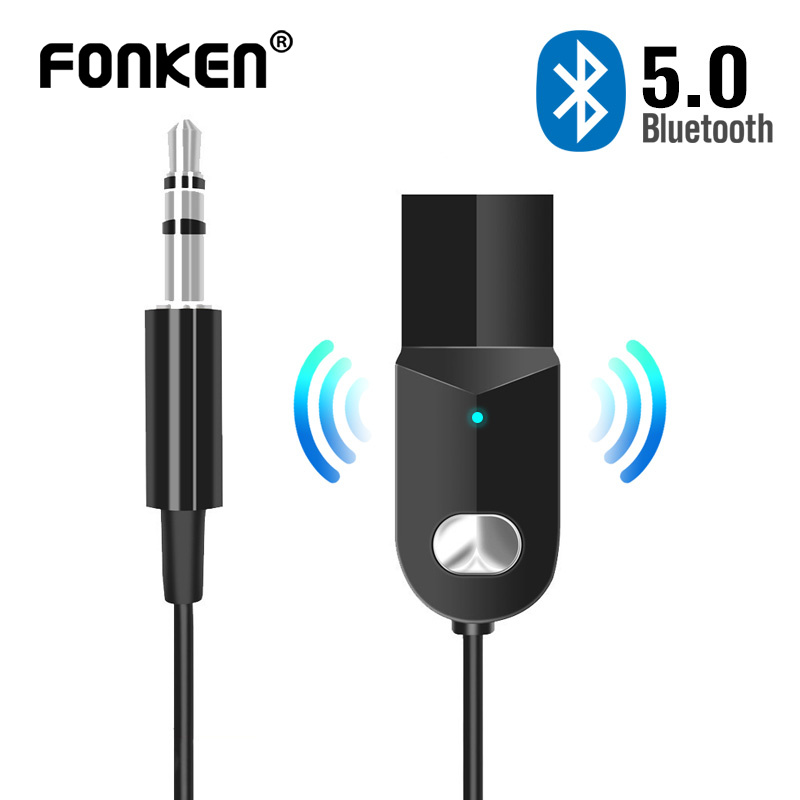 Bộ Điều Hợp Âm Thanh Không Dây FONKEN 3.5mm AUX Bluetooth 5.0 USB Dongle Sử Dụng Trên Xe Hơi