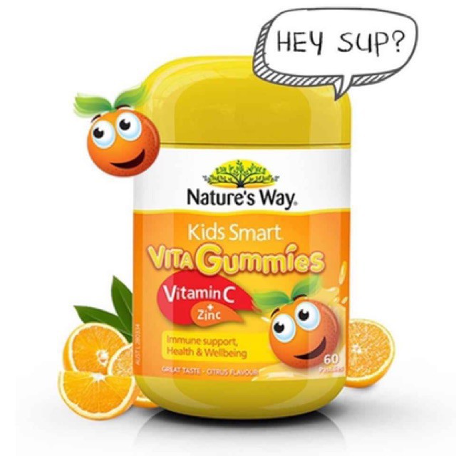 Kẹo Gum vitamin C và Kẽm của Úc Vita Gummies Vitamin C Zinc Nature của Úc