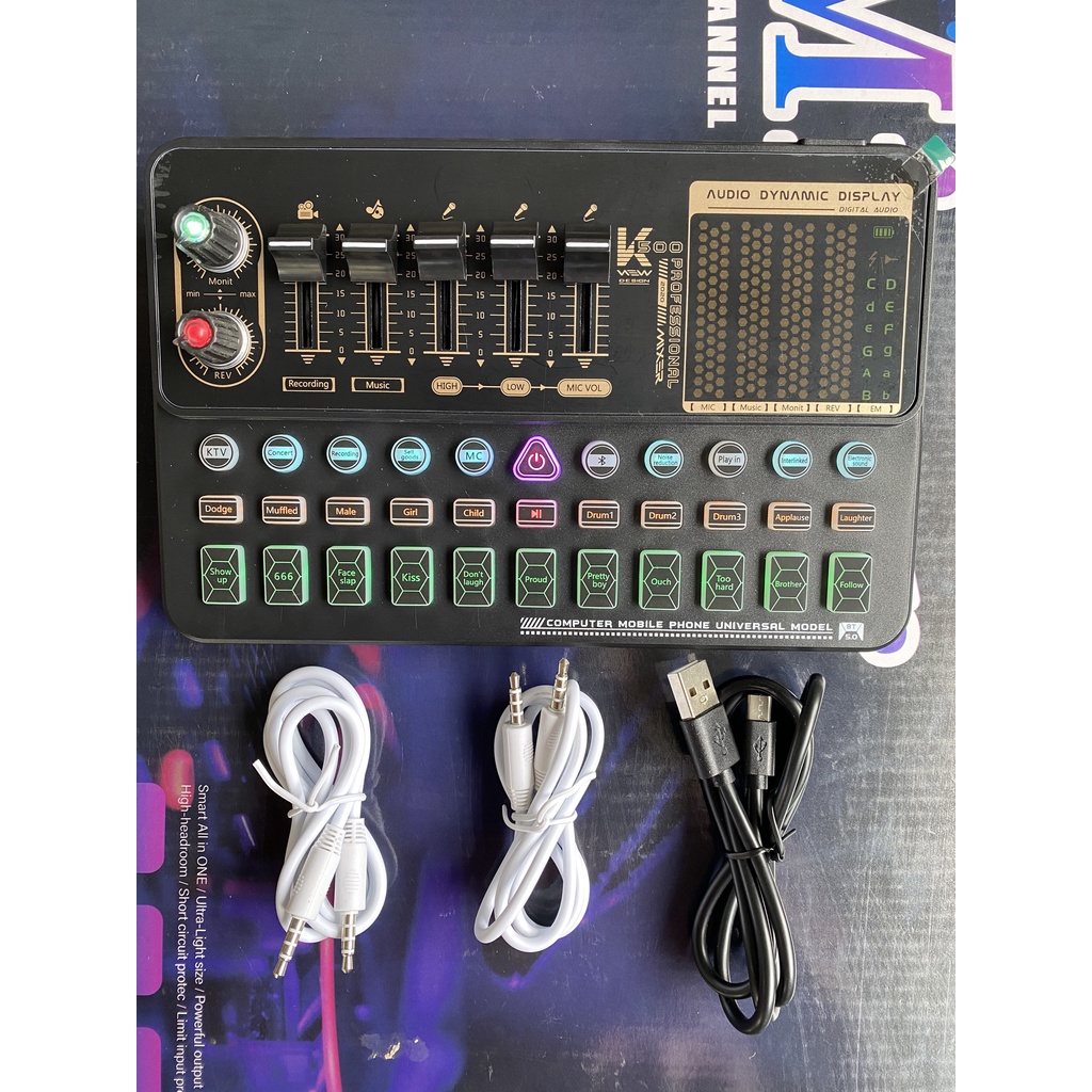 Trọn Bộ Sound Card K500 Mic AQ220 Chất Âm Cực Hay , Hỗ Trợ Hiệu Ứng Giả Giọng Người Già , Trẻ Em . Dễ Dàng Lắp Đặt