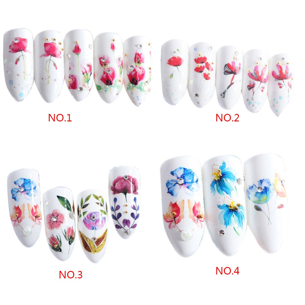 [Hàng mới về] Miếng dán trang trí móng tay hình bông hoa nhiều màu xinh xắn
