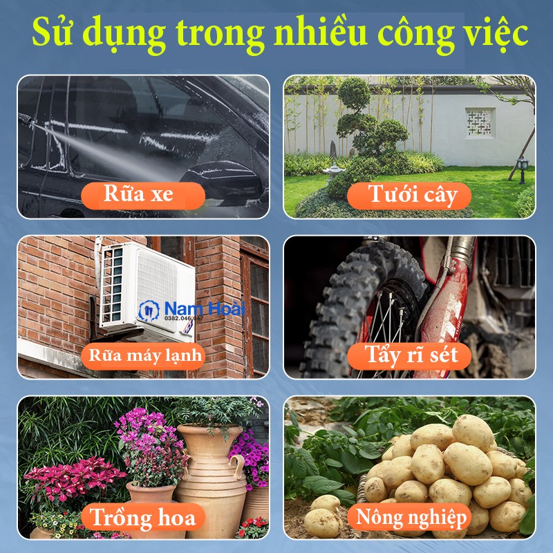 Máy Rửa Xe Cầm Tay Zhong Hui Thế Hệ 4 24VF250W, Áp lực cực mạnh [BẢO HÀNH 12 THÁNG]