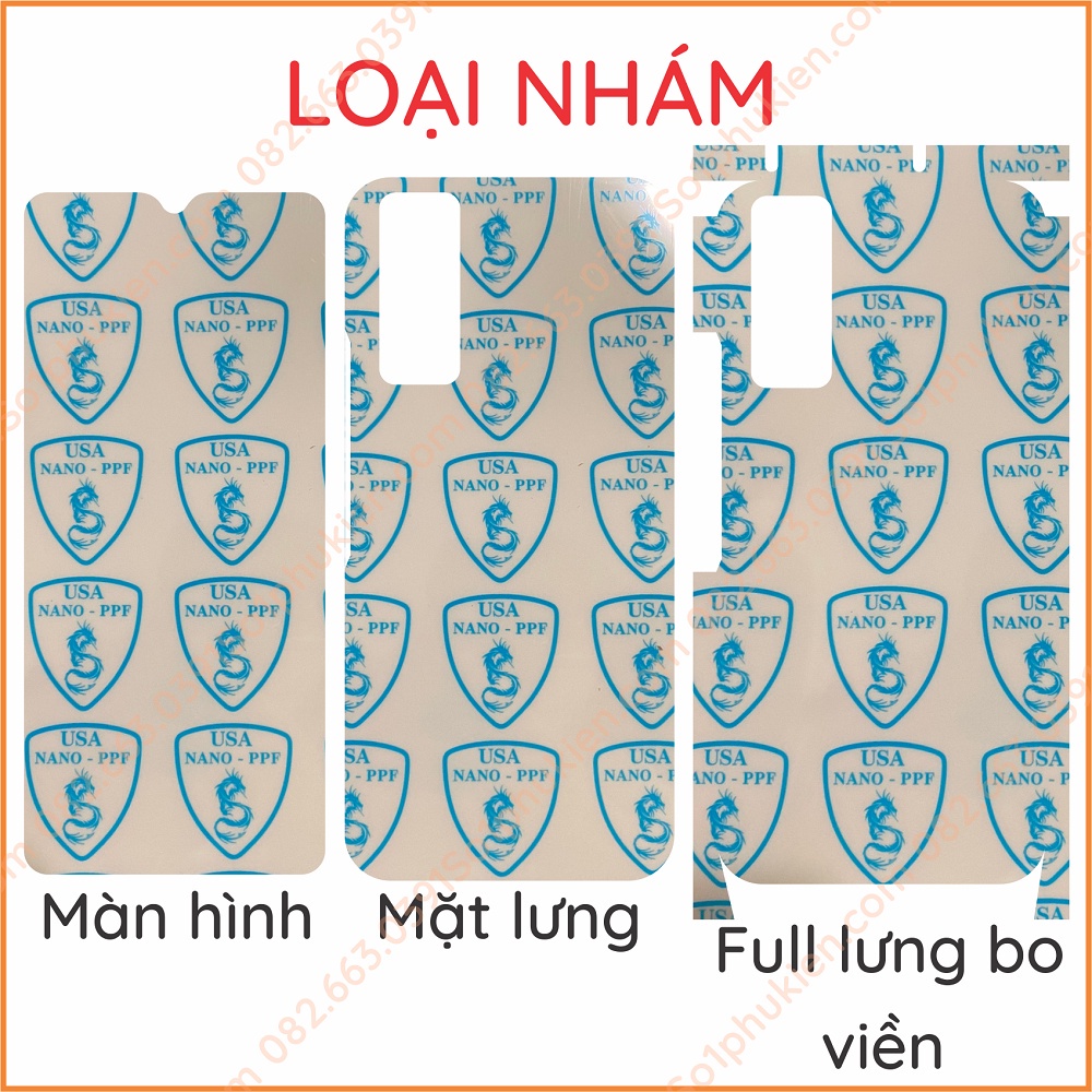 Dán PPF Vivo Y72 5G loại nhám, bóng dành cho màn hình, mặt lưng, full lưng bo viền