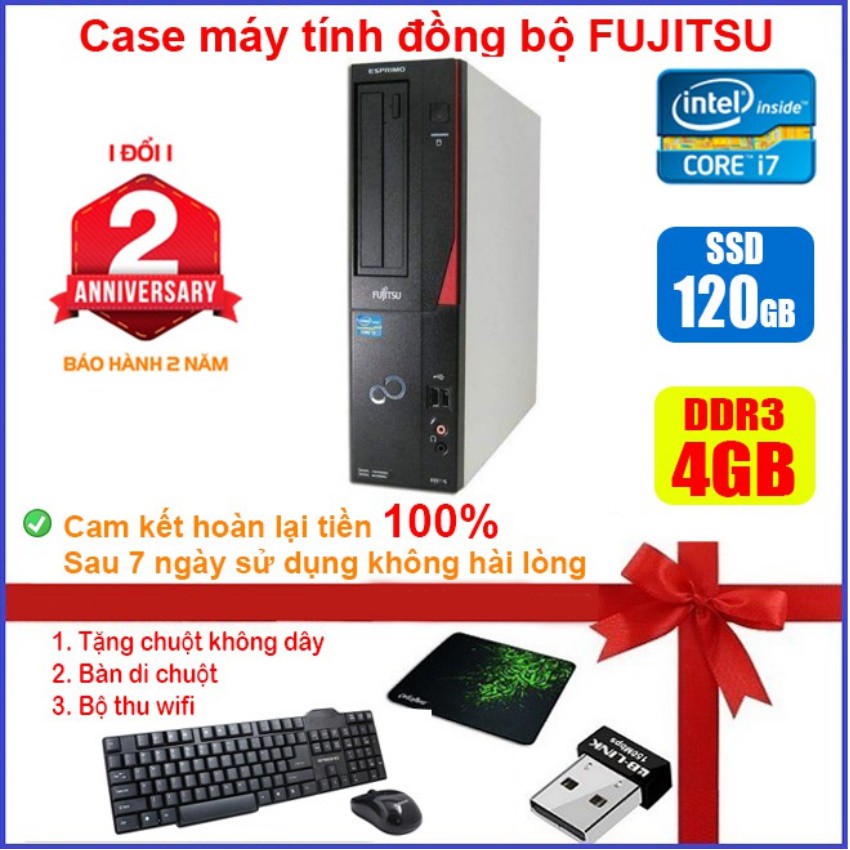 Case máy tính để bàn đồng bộ Fujitsu CPU i7 2600 - RAM 4GB - SSD 240GB - SSD 120GB | BigBuy360 - bigbuy360.vn
