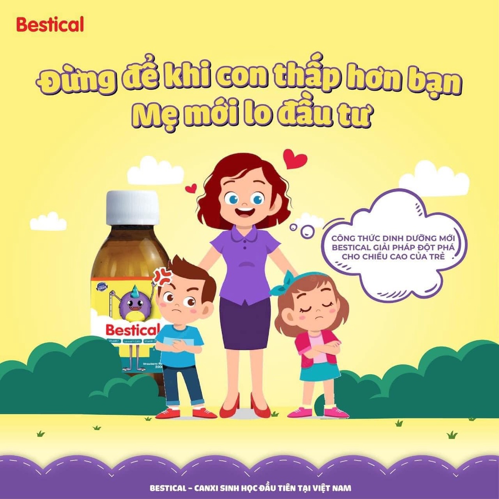 Combo 2 lọ Siro Bestical bổ sung calci vitamin d3.vitamin k2 giúp bé phát triển chiều cao