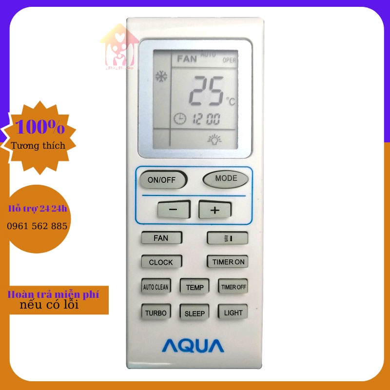 điêu khiển điều hòa Aqua (Trắng Ngắn) AQA-KCR9JA-Remote Aqua