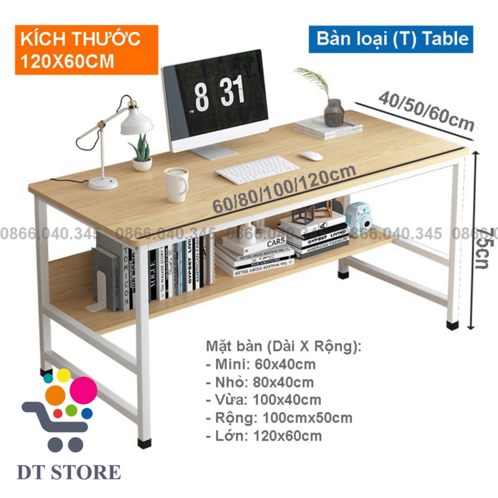 Bàn làm việc KT 120x60cm Bàn học tập, tháo lắp dễ dàng chân sắt sơn tĩnh điện chắc chắn lắp ráp dễ dàng